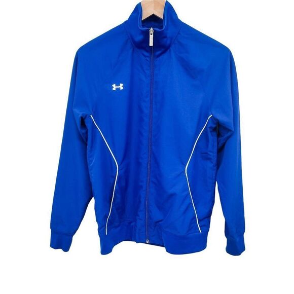 2/$30 Under Armour Pregame Woven Jacket Coat Full Zip Up Athletic Loose Fit Blue - Picture 1 of 7